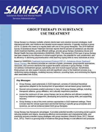Advisory: Group Therapy in Substance Use Treatment