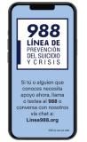 988 Suicide & Crisis Lifeline Rectangle Magnet (Spanish Version) Imán rectangular de la Línea de prevención del suicido y crisis 988