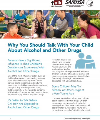 Talk. They Hear You: Why You Should Talk with Your Child About Alcohol and Other Drugs – Fact Sheet