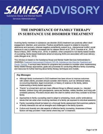Advisory: The Importance of Family Therapy in Substance Use Disorder Treatment