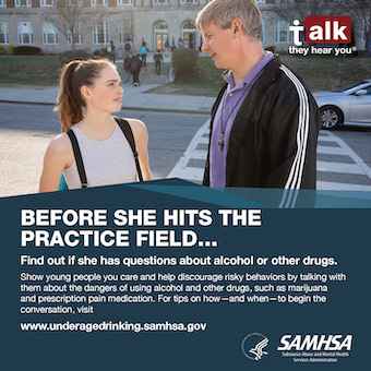 Talk. They Hear You: Before She Hits the Practice Field. Print Public Service Announcement – Square