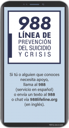 Thumbnail image for 988 Suicide & Crisis Lifeline Rectangle Magnet (Spanish Version)