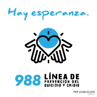 Thumbnail image for 988 Suicide & Crisis Lifeline Stickers - There is Hope - Blue (Spanish Version)