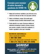 Tips for Managing Stress During the COVID-19 Pandemic - Wallet Card (Spanish version) - Consejos para manejar el estrés durante la pandemia de COVID-19 – Tarjeta de bolsillo