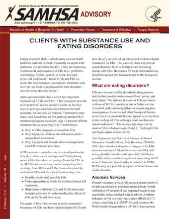 Clients With Substance Use and Eating Disorders