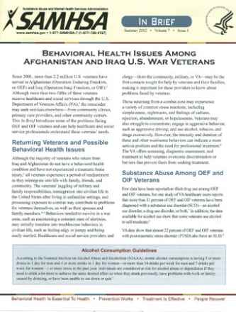 Behavioral Health Issues Among Afghanistan and Iraq U.S. War Veterans 
