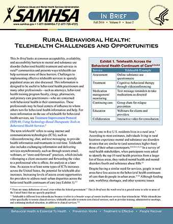 In Brief: Rural Behavioral Health: Telehealth Challenges and Opportunities