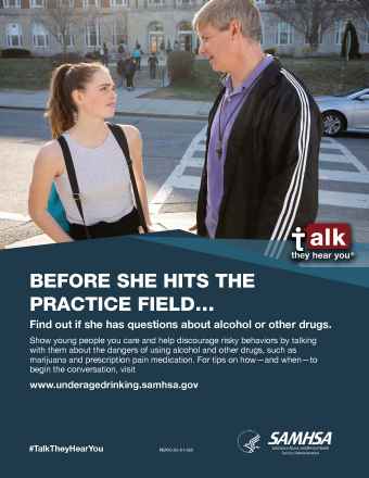 Talk. They Hear You:  Before She Hits the Practice Field Print Public Service Announcement – Flyer