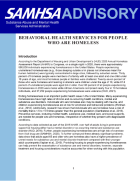 Advisory: Behavioral Health Services for People Who Are Homeless (based on TIP 55)